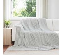 Throw Blanket Plush Grey Fleece 220x240 cm Lightweight Cozy Home Decor Versatile