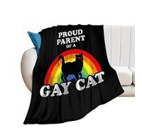 Throw Blanket Proud Parent Of A Gay Cat Flannel Blanket Throw Lightweight Microfiber Bed Throw Blanket For Winter Chairs Adults 40"X50"