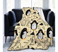 Throw Blanket Retro Penguin Super Soft Micro Fleece Bed Throw Blanket Plush Lightweight Decorative Couch, Sofa, Travel, Lap for Men Women Kids 50"X40"