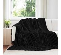 Throw Blanket Set of 6 Black Fleece 240x220cm Lightweight Cozy Indoor Ultra-Soft