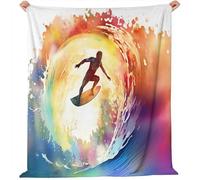 Throw Blanket Single Size 150 X 200 Cm Sports Surfer Waves Fleece Blanket Soft Warm Bed Blanket Colorfulprinted Flannel Blanket For Bed, Couch And Sofa