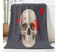 Throw Blanket Skull Colour Blocks Printed Blanket Super Soft Flannel Throw Blankets, Gothic Dark Lightweight Fluffy Plush Fuzzy Bed Blanket for Bedding Sofa and Travel, 200x220 cm