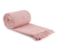Throw Blanket Sofa Bed Throwover 100% Cotton Recycled Honeycomb Blush 50x60"