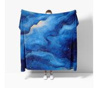Throw Blanket Sofa Throw Abstract Fluid Marble Fleece Fluffy Blanket Blue Sherpa Blankets for Birthday Fathers/Mothers Day Kids Gifts for teen/couch 150x200 cm