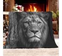 Throw Blanket Sofa Throw Animals Lions Wild Beasts Fleece Fluffy Blanket Grey Sherpa Blankets for Birthday Fathers/Mothers Day Kids Gifts for kid 130x150 cm
