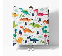 Throw Blanket Sofa Throw Kiddie Dinosaur Theme Fleece Fluffy Blanket White Sherpa Blankets for Birthday Fathers/Mothers Day Kids Gifts for pet/baby 100x130 cm