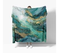 Throw Blanket Sofa Throw Marble Gilding Art Fleece Fluffy Blanket Green Sherpa Blankets for Birthday Fathers/Mothers Day Kids Gifts for adult/bed 180x200 cm