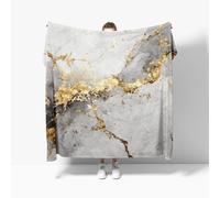Throw Blanket Sofa Throw Marble Ink And Gilt Fleece Fluffy Blanket Grey Sherpa Blankets for Birthday Fathers/Mothers Day Kids Gifts for pet/baby 100x130 cm