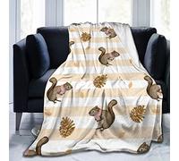 Throw Blanket Squirrel Pine Cones Super Soft Micro Fleece Bed Throw Blanket Plush Lightweight Decorative Couch, Sofa, Travel, Lap for Men Women Kids Size 50x40 inch