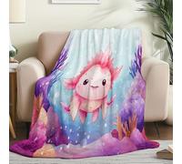 Throw Blanket Super King Size for Adults Teenager - Cartoon Marine Life Salamander Light Plush Flannel Blanket for Sofa Bed 220 x 240cm, Pink Soft Cozy Warm kids Fleece Blankets for All season