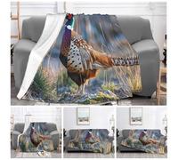Throw Blanket Super Soft Plush Flannel Blanket Pheasants Animals Throw Lightweight Blankets for Living Room Warm Cozy Decorative Throws for Sofa Couch All Seasons 80"x60"