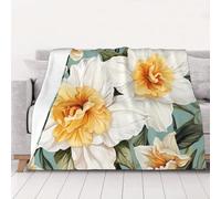 Throw Blanket Super Soft Plush Flannel Blanket Two Daffodils Throw Lightweight Blankets for Living Room Warm Cozy Decorative Throws for Sofa Couch All Seasons 60"x50"