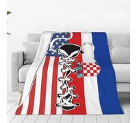 Throw Blanket Vintage America Croatia Croatian Flag Blankets Funny Bedspread Comfort Flannel Throw For Bedroom Living Room Chair L