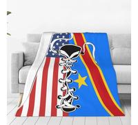Throw Blanket Vintage America Democratic Republic Of The Congo Flag Blankets Soft Flannel Throw Comfort Fleece Blanket For Living Room Bed Chair L