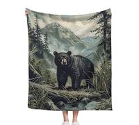 Throw Blanket, Vintage Black Bear Blanket Forest Throw Blankets for Bed Kids Adults, Lightweight Cozy Blanket for Living Room, Bedroom 50"x60"