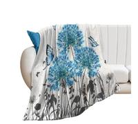 Throw Blanket Vintage Flower Dandelion Rustic Spring Garden Butterfly Dandelion Shabby Wall Design Flannel Throw Decorative Blankets Soft Fleece Blanket For Camping Living Room Sofas M