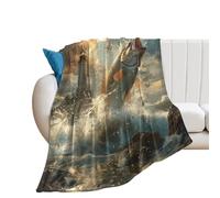 Throw Blanket Vintage Nautical Lighthouse Watercolor Wave Fishing Theme Lighthouse Fleece Blanket Vintage Bedspread Decorations Flannel Throw For Chair Bedroom Living Room L