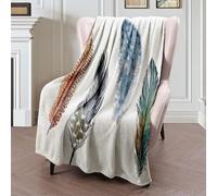 Throw Blanket Watercolor Bird Set Watercolour Pattern Feather Ornament Wing Isolated Aquarelle Animals Wildlife Fleece Blanket Funny Bedspread Soft Blankets For Chair Bedroom Living Room S