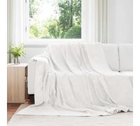 Throw Blanket White 240 x 270 cm Fleece