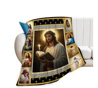 Jesus Christ Blanket Soft Warm Christian Faith Throw Blanket Catholic Gifts for Women Men Cozy Plush Religious Lightweight Fleece Flannel Gifts Blankets for Kids Adults 50"X40"