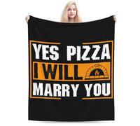 Throw Blanket Yes Pizza I Will Marry You Fleece Blanket Warm Bedspread Vintage Flannel Throw Blankets For Living Room Bedroom Outdoor L