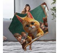 Throw Blankets For Couch Adorable Ginger Cat In Classroom Setting Flannel Blanket Towel Warmer Fleece Blankets(127x100cm)