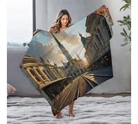 Throw Blankets For Couch Sunset At The Historic Train Station With Clock Tower Flannel Blanket Towel Warmer Fleece Blankets(125x150cm)