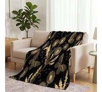 Throw Blankets Glam Animal Butterfly Lightweight Bed Flannel Blanket 150x200 cm with Vintage Plant Dandelion Soft Fluffy Blanket for Sofa Couch Camping Picnic, Warm and Cozy Home Decor, Black