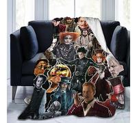Throw Blankets Johnny Depp Soft and Comfortable Warm Fleece Blanket for Sofa, Office Bed car Camp Couch Cozy Plush Blanket Beach Blankets