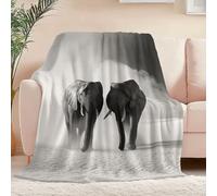Throw Blankets Single Size, Soft Lightweight Cozy Flannel Fleece Blanket with Animal Elephant Desert Pattern for Kids Girls Women Gifts, Fuzzy Grey for Couch Bed Sofa 127 x 152 cm