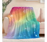 Throw Blankets Single Size, Soft Lightweight Cozy Flannel Fleece Blanket with Fantasy Rainbow Stars Pattern for Kids Girls Women Gifts, Fuzzy Colorful for Couch Bed Sofa 127 x 152 cm