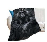 Throw Blankets Soft Cozy Flannel Blanket 60x80 Inches Gorilla on The Ground Bed Blanket Lightweight Blankets for Couch Home Decorative Plush Blanket for Sofa Travel Camping