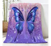 Throw Blankets Vintage Glam Lightweight Bed Flannel Blanket 150x200 cm with Dreamy Animal Butterfly Soft Fluffy Blanket for Sofa Couch Camping Picnic, Warm and Cozy Home Decor, Purple-Pink