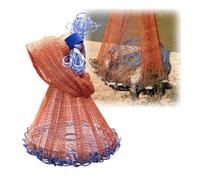 Throw Cast Net for Salt & Freshwater, Casting Fishing Net with Needle Shuttle, Spin Network Bait Fish Net for Beginners(Diameter 6.0m/19.7ft)
