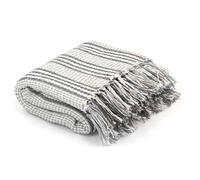 vidaXL Throw Cotton Herringbone 220x250cm Navy Blue Sofa Bed Blanket Cover