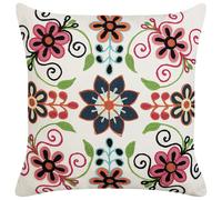 Beliani Throw Cushion Bahraich Cotton 50 X 50 Cm Multicolour Floral Pattern