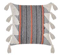 Beliani Throw Cushion BOUVARDIA Cotton 45 x 45 cm Grey Chevron Pattern, Grey