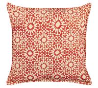 Beliani Throw Cushion CEIBA Cotton 45 x 45 cm Red Geometric Pattern, Red