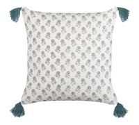 Beliani Throw Cushion CORNUS Cotton 45 x 45 cm Blue Floral Pattern, White