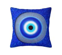 Throw Cushion Cover Blue Greek Matiasma Evil Eye Turkish Mandala Pillow Case Decor Design Pillow Covers Outdoor Throw Pillow Cover For Gifts, Daughter, Boys, 45X45Cm