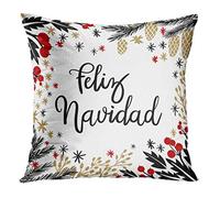 Throw Cushion Cover Christmas Feliz Navidad Illistration Modern Happy Lettering Year Brush Pillow Case Personalised Pillowcases For Mom, Birthday Gifts, Coworker, 45X45Cm
