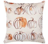 Beliani Throw Cushion CUCURBITA Velvet 45 x 45 cm Beige Plant Pattern, Cream