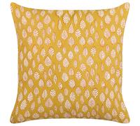 Throw Cushion GINNALA Cotton 45 x 45 cm Yellow Plant Pattern