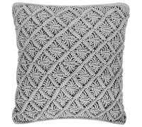 Beliani Throw Cushion KIZKALESI Cotton 45 x 40 cm Grey Geometric Pattern, Grey
