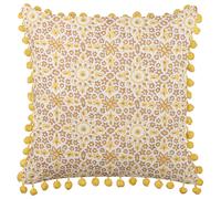 Beliani Throw Cushion LYCROIS Cotton 45 x 45 cm Yellow Floral Pattern, Yellow