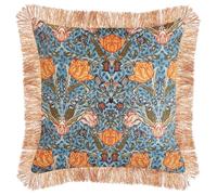 Beliani Throw Cushion MITELLA Velvet 45 x 45 cm Blue Floral Pattern, Blue