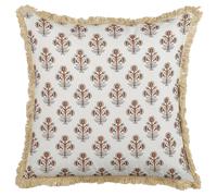 Throw Cushion OMORIKA Cotton 45 x 45 cm White Floral Pattern