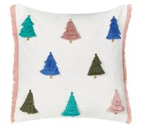 Beliani Throw Cushion SKIMMIA Cotton 45 x 45 cm White Christmas Motif, White