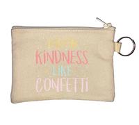 Throw Kindness Like Confetti Colorful Graphic Key Chain Coin Purse Beige