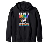 Throw Me To The Lesbians Lesbian Pride Rainbow Flag LGBTQ Zip Hoodie